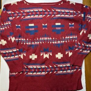 Tasha Polizzi Aztec pattern pullover boat neck sweater
